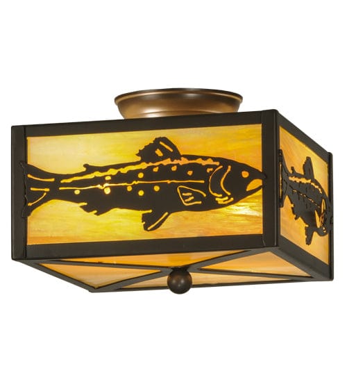 Jumping Trout 10" Square Flush Mount