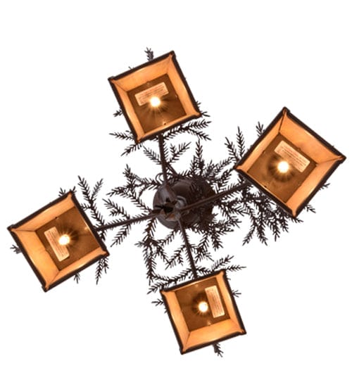 Pine Branches 28" 4 Light Chandelier