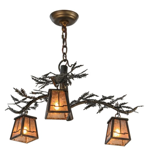 Pine Branches 24" 3 Light Chandelier