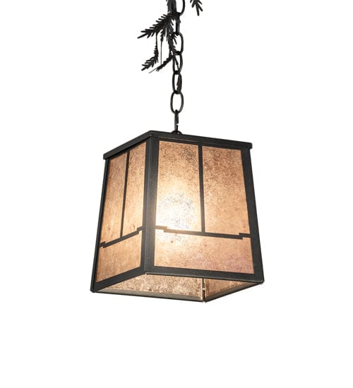 Pine Branches 8" Square Pendant