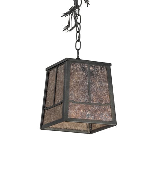 Pine Branches 8" Square Pendant