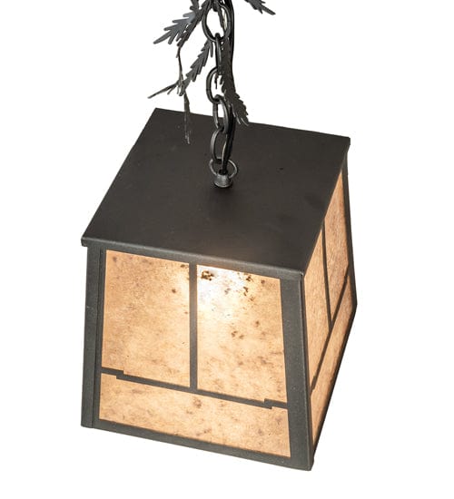 Pine Branches 8" Square Pendant