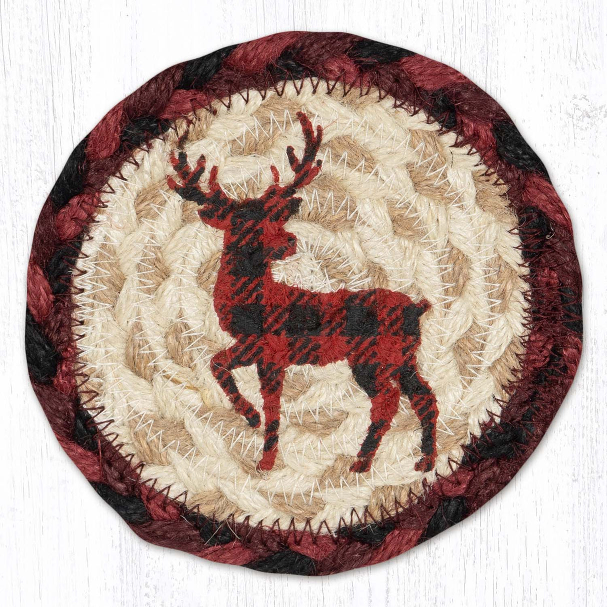 Red Flannel Deer Printed Coaster