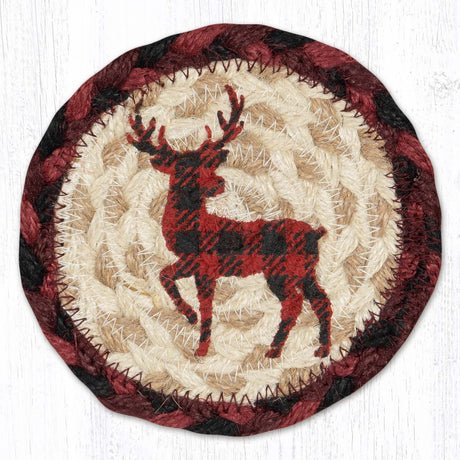 Red Flannel Deer Printed Coaster