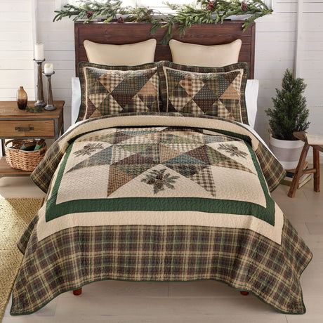 Plaid Star Pines Quilt Set