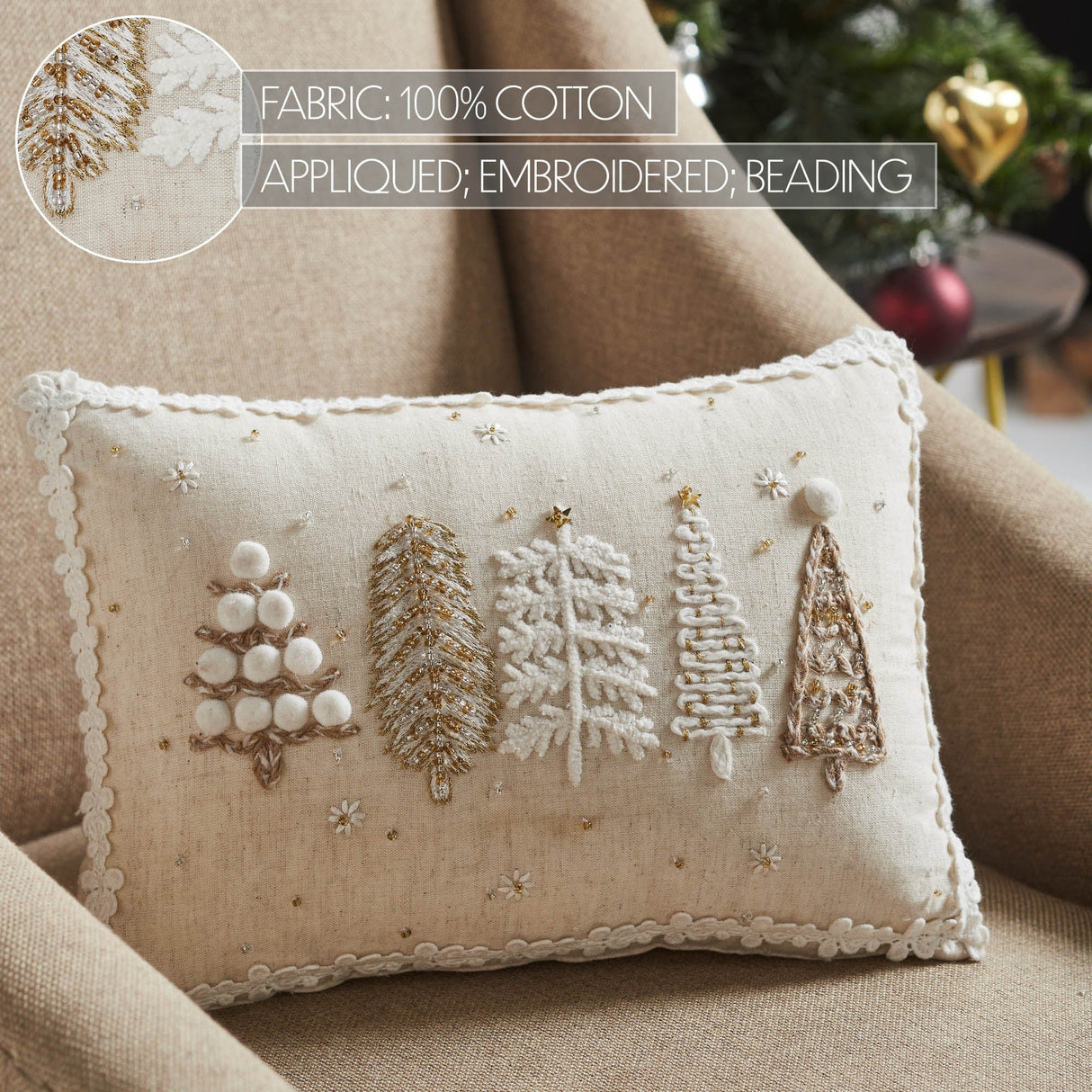 Embroidered Tree Accent Pillow