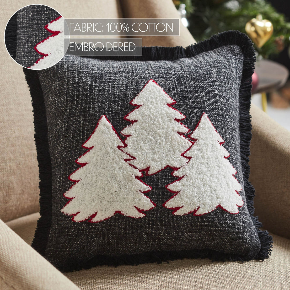 Triple Tree Woven Accent Pillow
