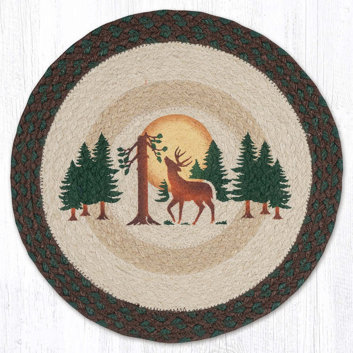 Full Moon Deer Printed Round Placemat