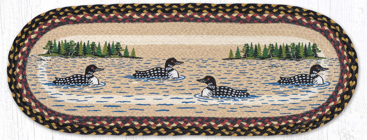 Lake Scene Loon Patch Oval Table Runner
