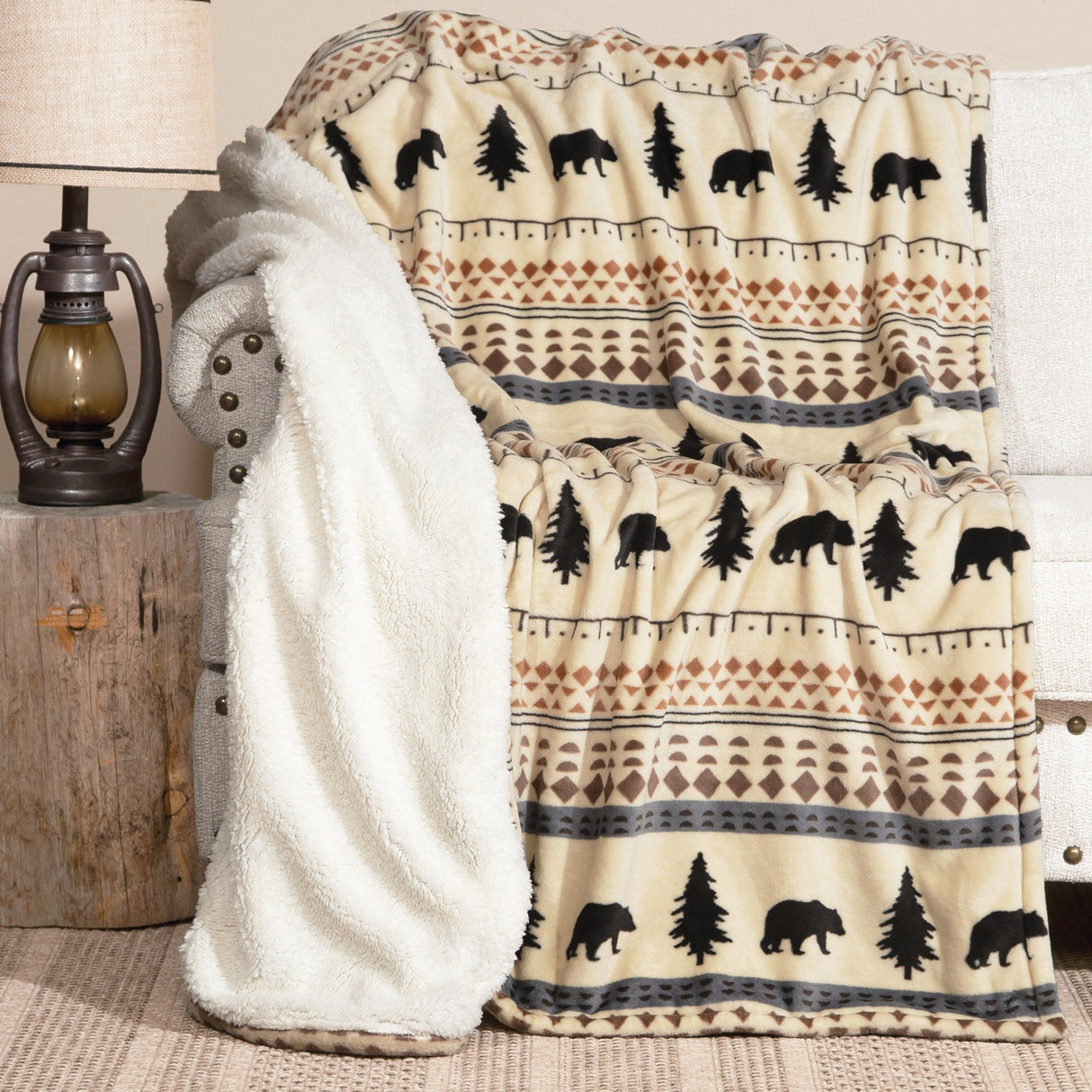 Northern Bear Plush Sherpa Throw