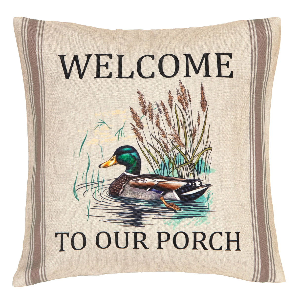 Porch Welcome Duck Outdoor Pillow