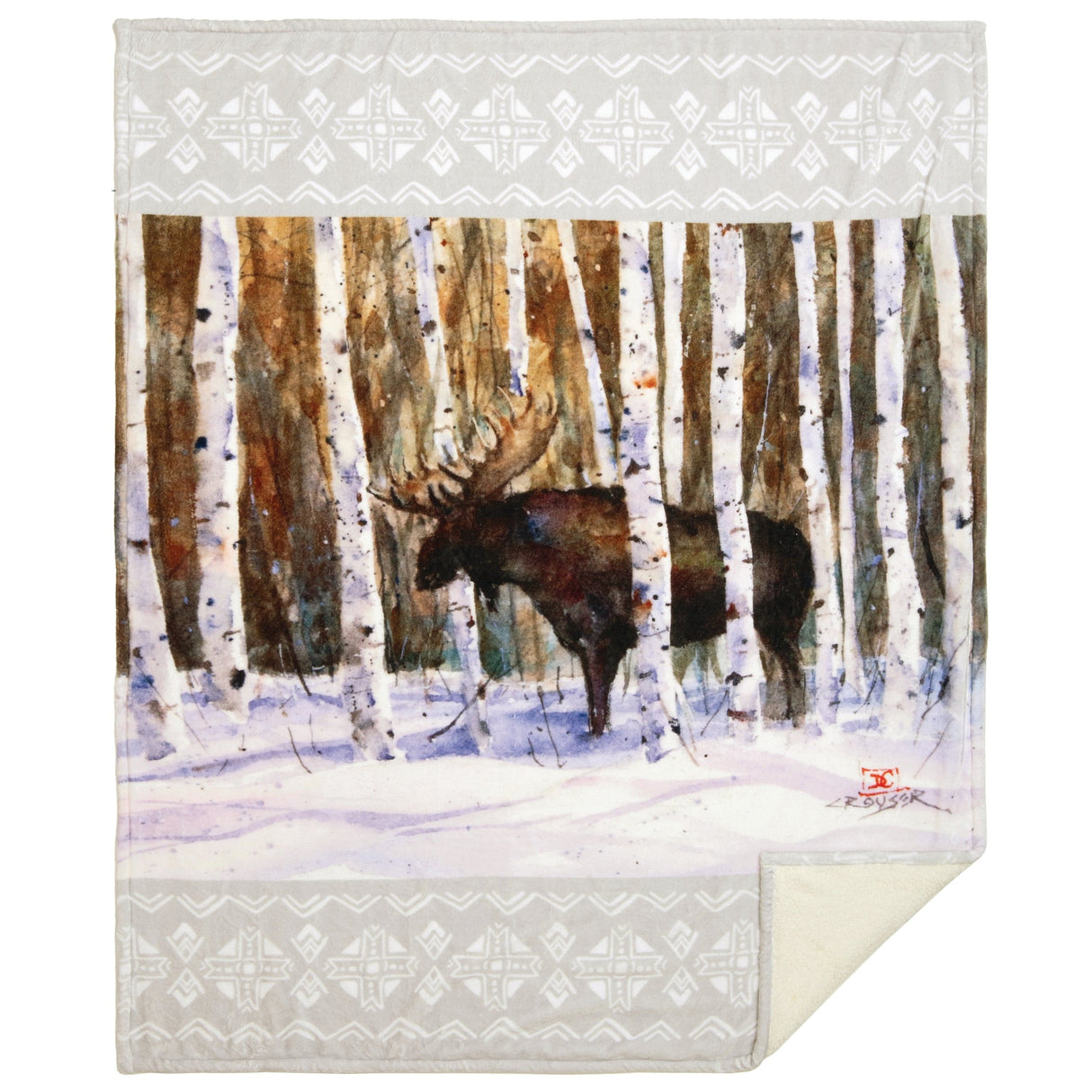 Roaming Moose Plush Sherpa Throw