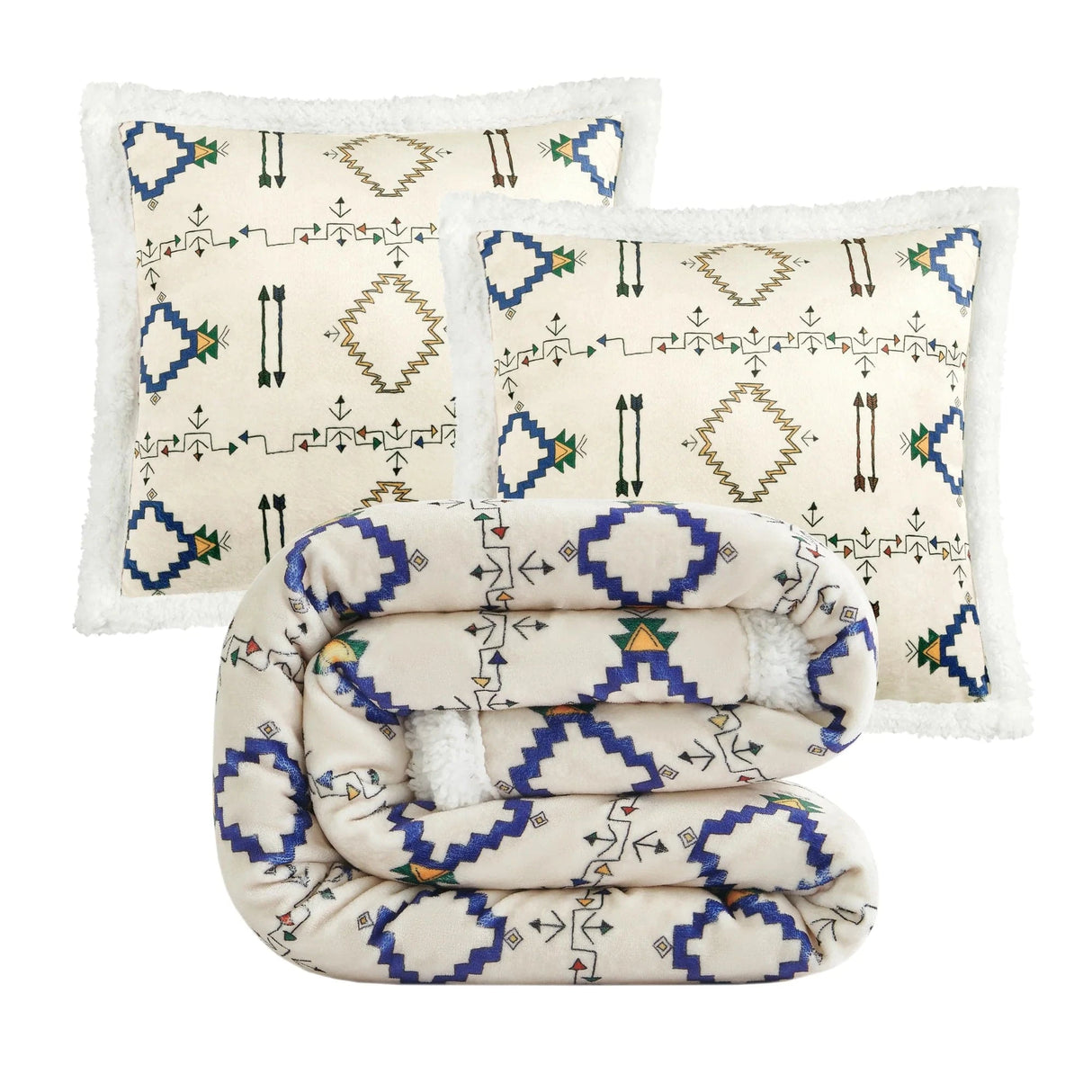 Arrow Stripe Sherpa Throw Set