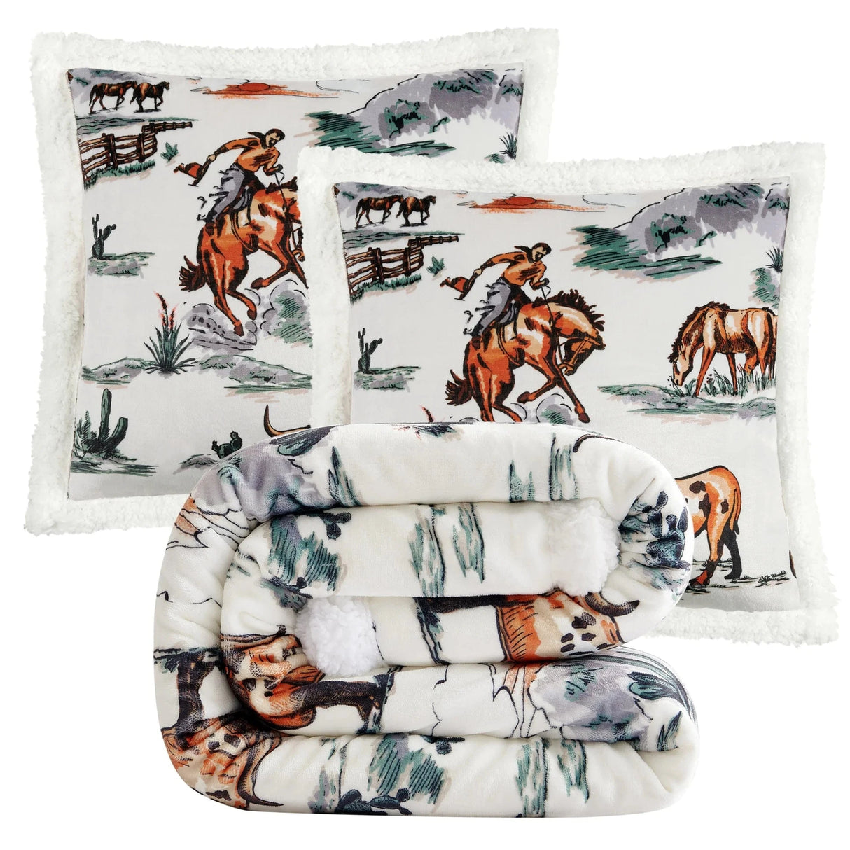 Ranch Color Sketches Sherpa Throw Set