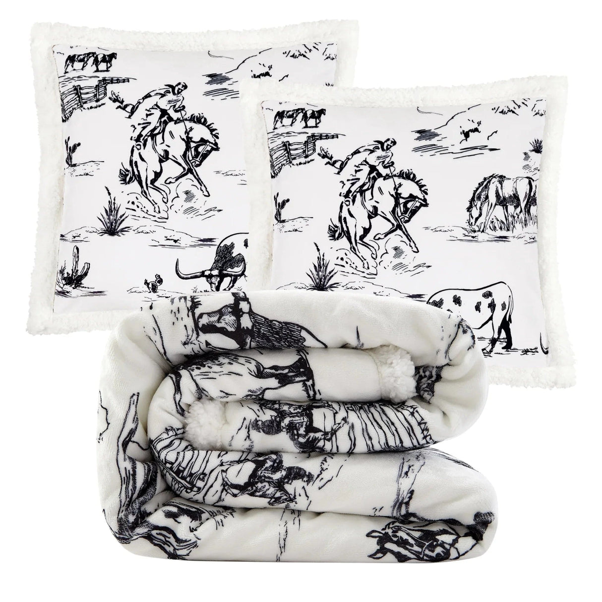 Ranch Sketches Sherpa Throw Set