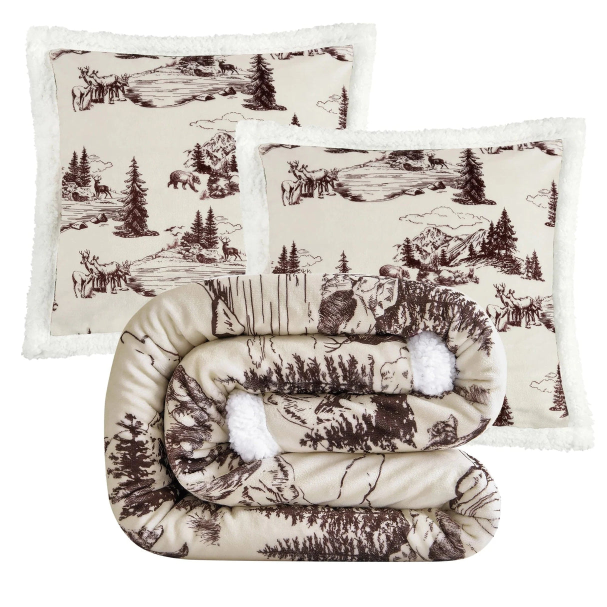 White Forest Sherpa Throw Set