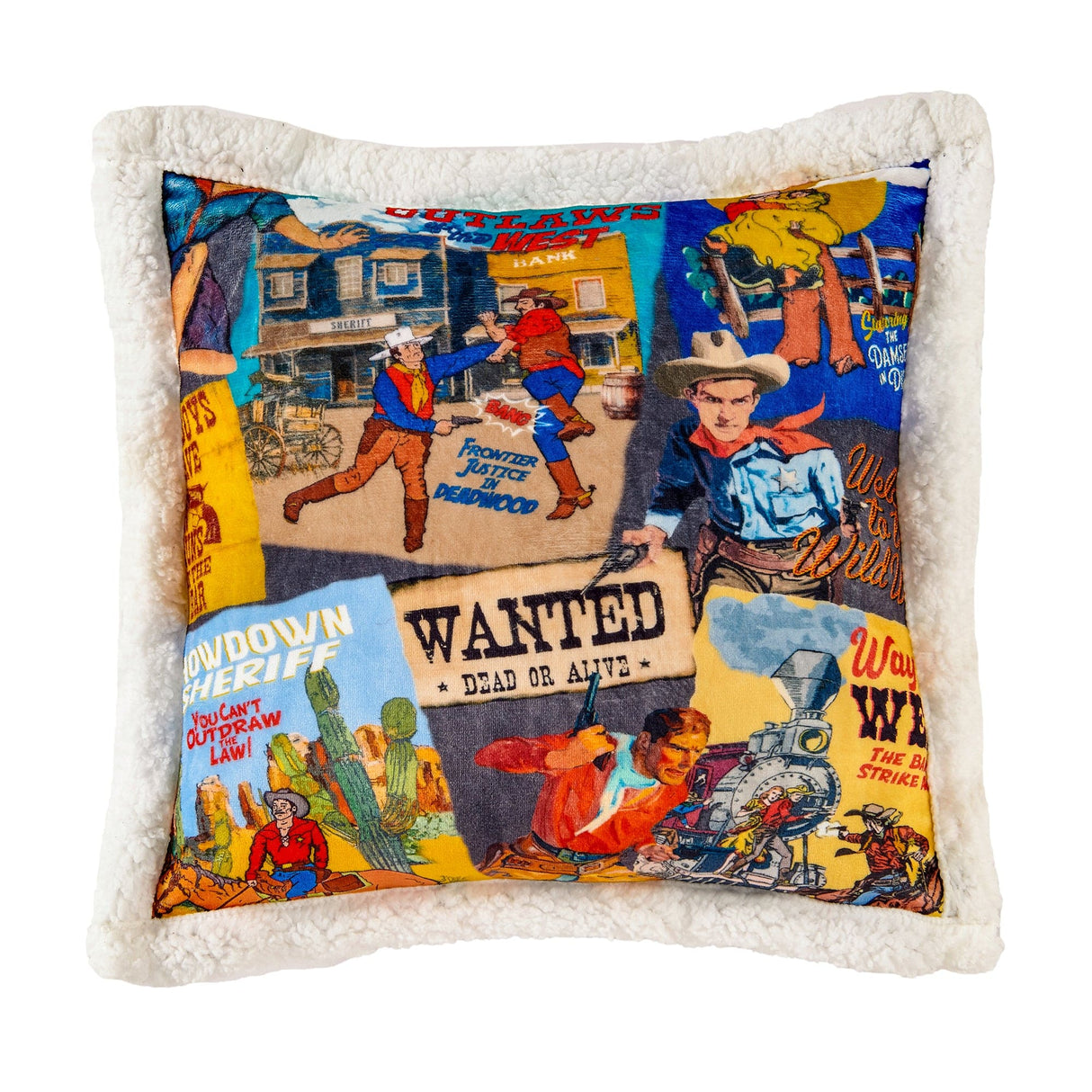 Wanted Western Sherpa Pillow