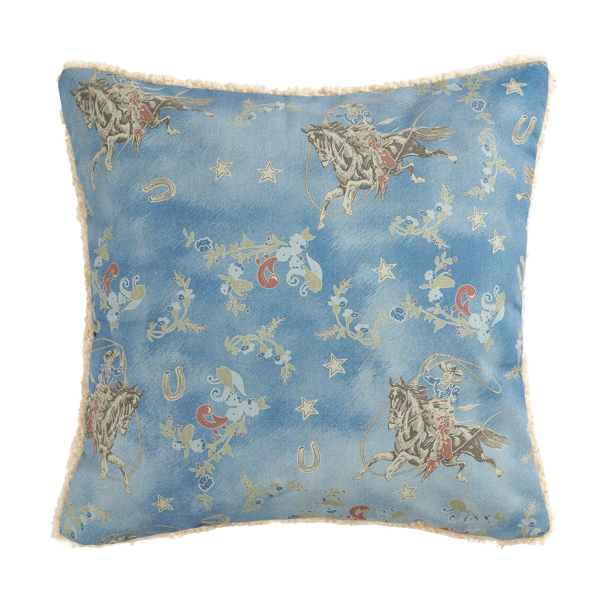 Denim Washed Cowboy Teddy-Backed Pillow