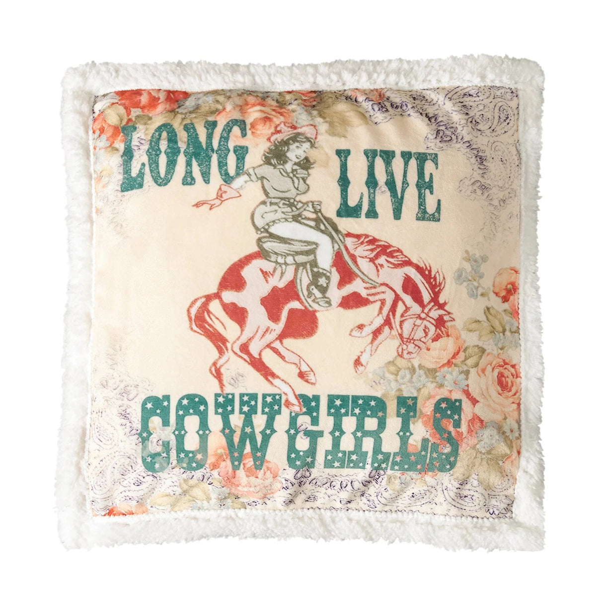 Long Live Cowgirls Sherpa Pillow
