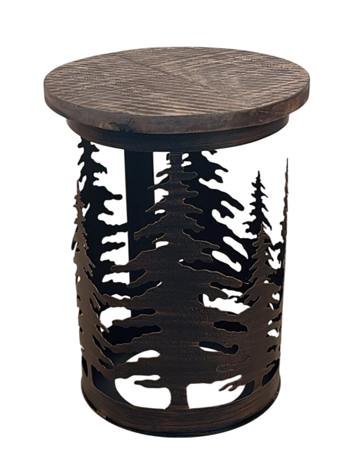 Rough Stain Forest Round End Table