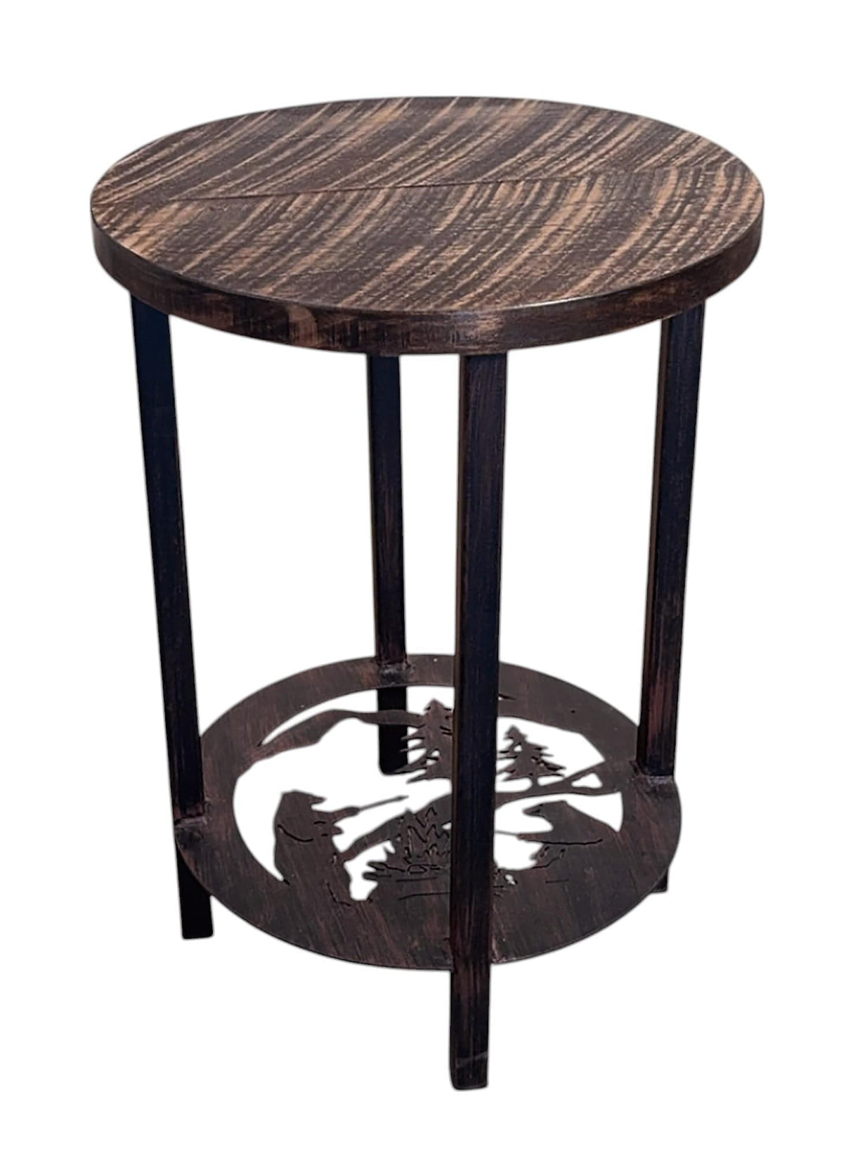 Rough Stain Bear Camp Round End Table