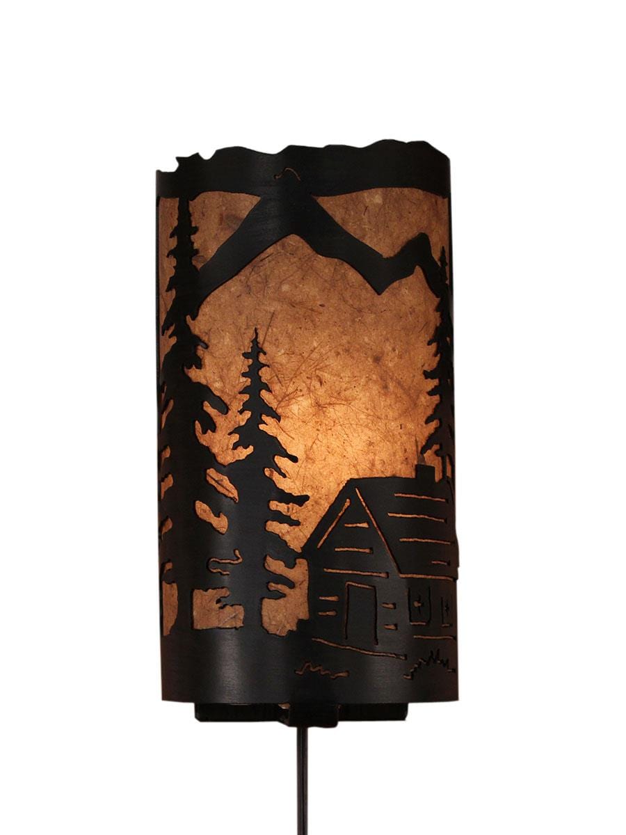 Frontier Cabin Mountain Wall Sconce