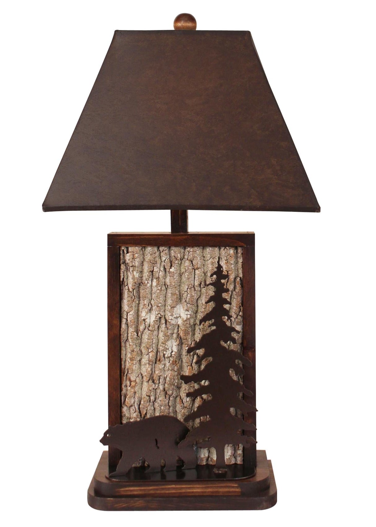 Bronze Bark Bear Forest Table Lamp