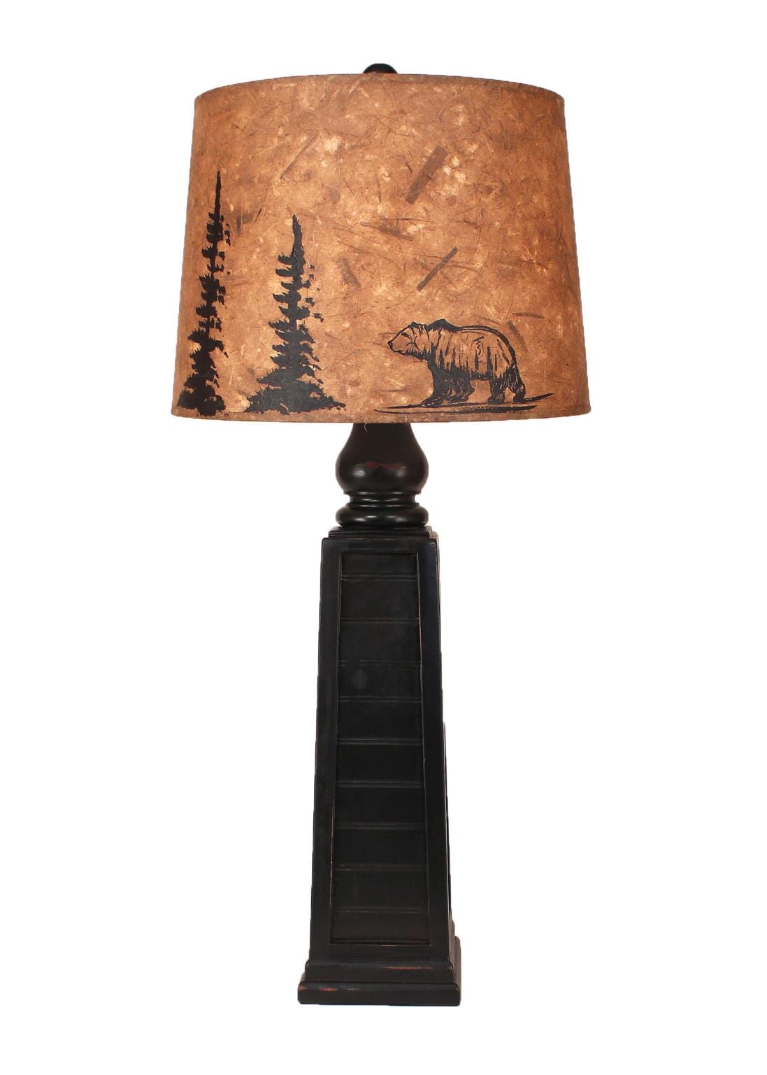 Vintage Black Pyramid Pot Bear Table Lamp