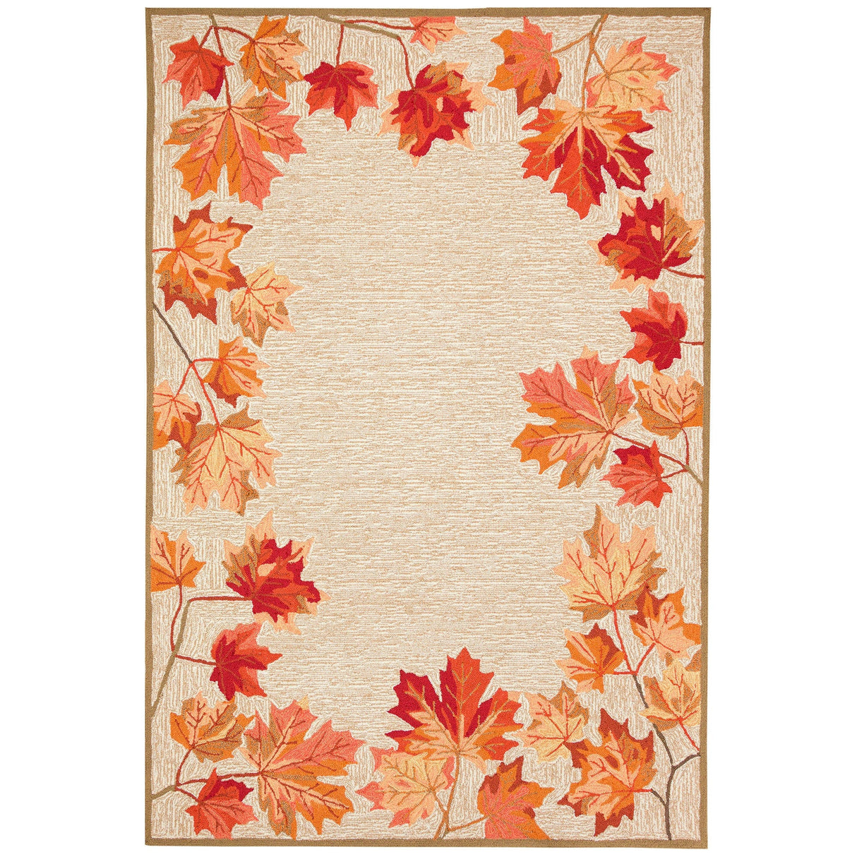 Border Leaves Natural Area Rug