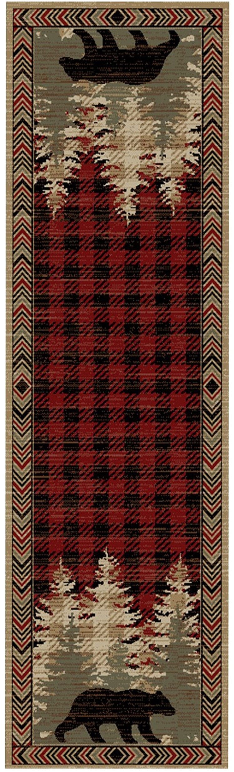 Red Bear Plaid Area Rug