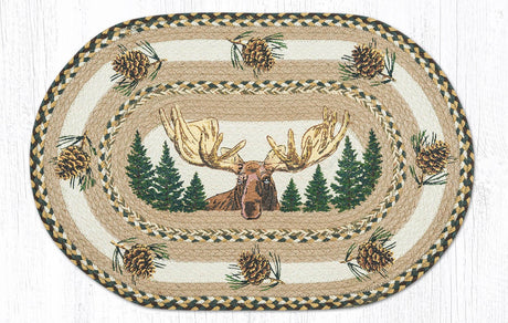 Bull Moose Forest Oval Rug