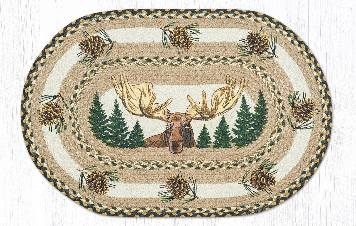 Bull Moose Forest Oval Rug