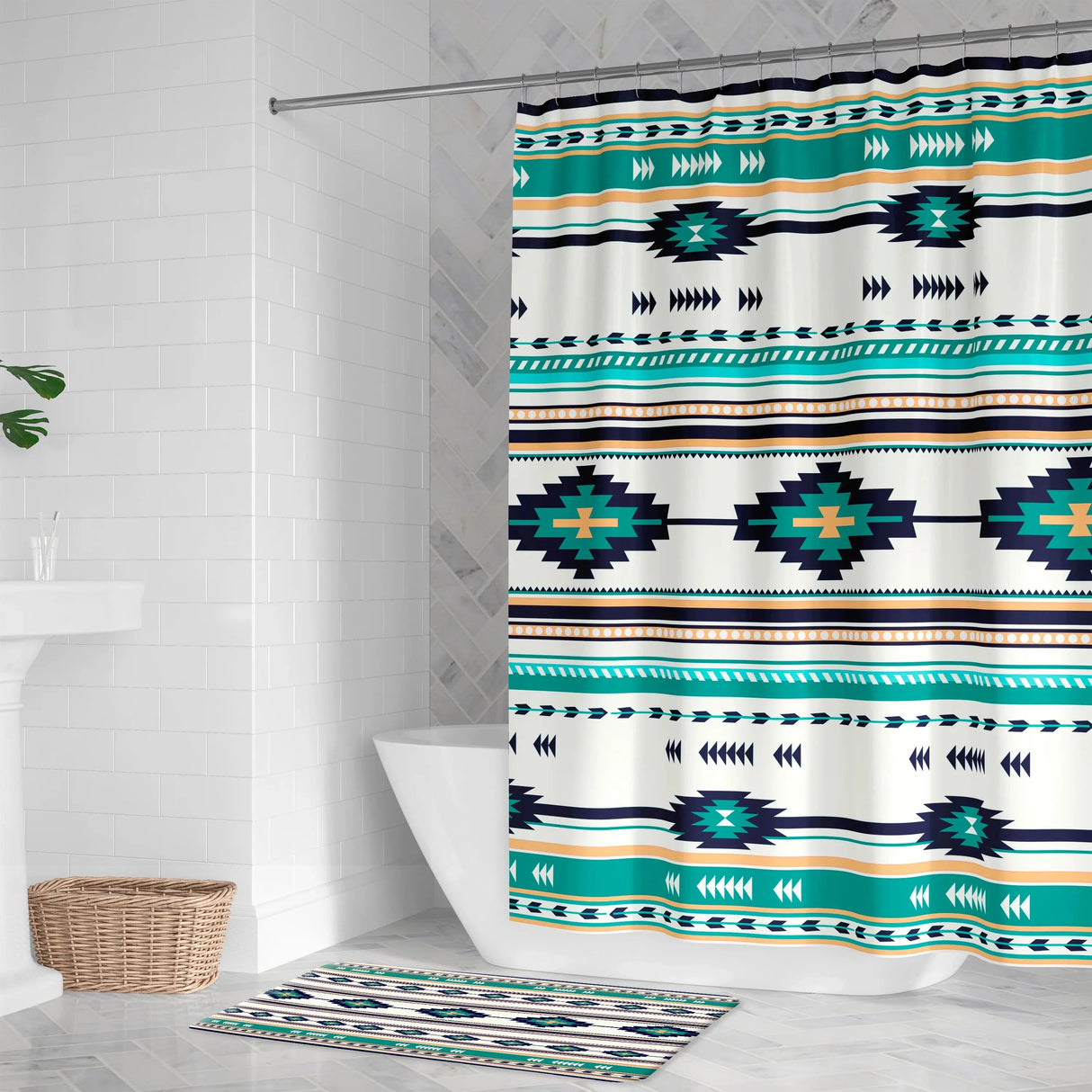 Painted Spirit Turqouise Shower Curtain