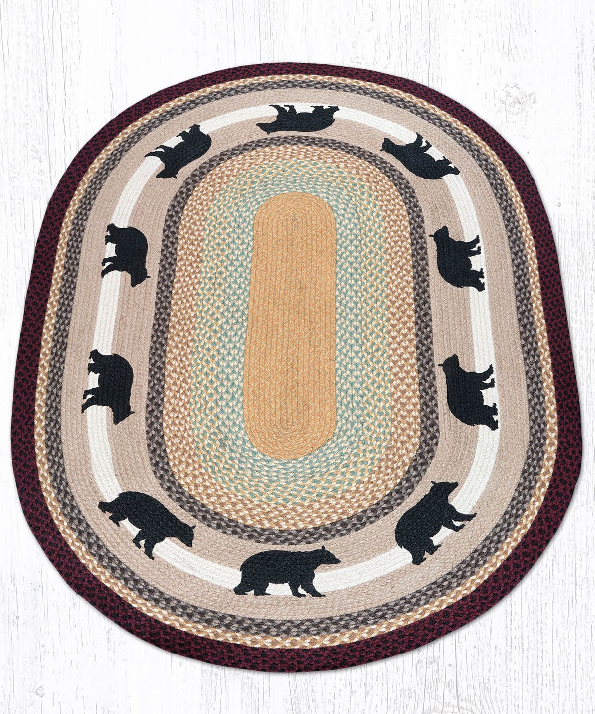 Autumn Bears Oval Rug
