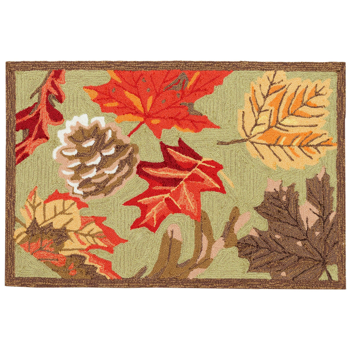 Dancing Leaves Moss Green Area Rug
