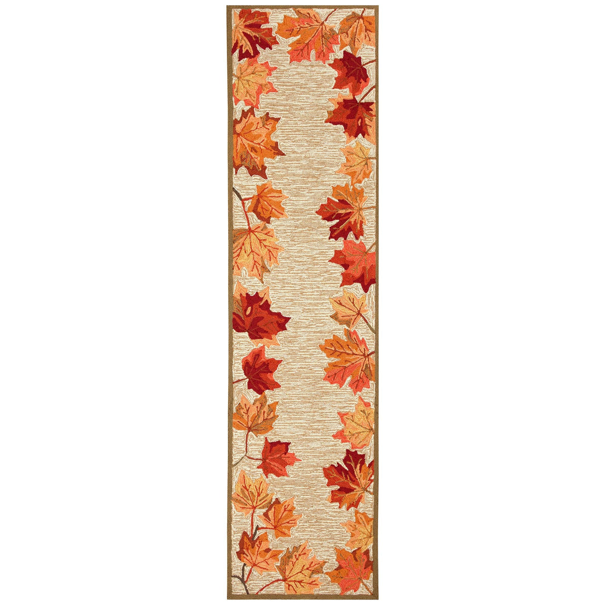 Border Leaves Natural Area Rug