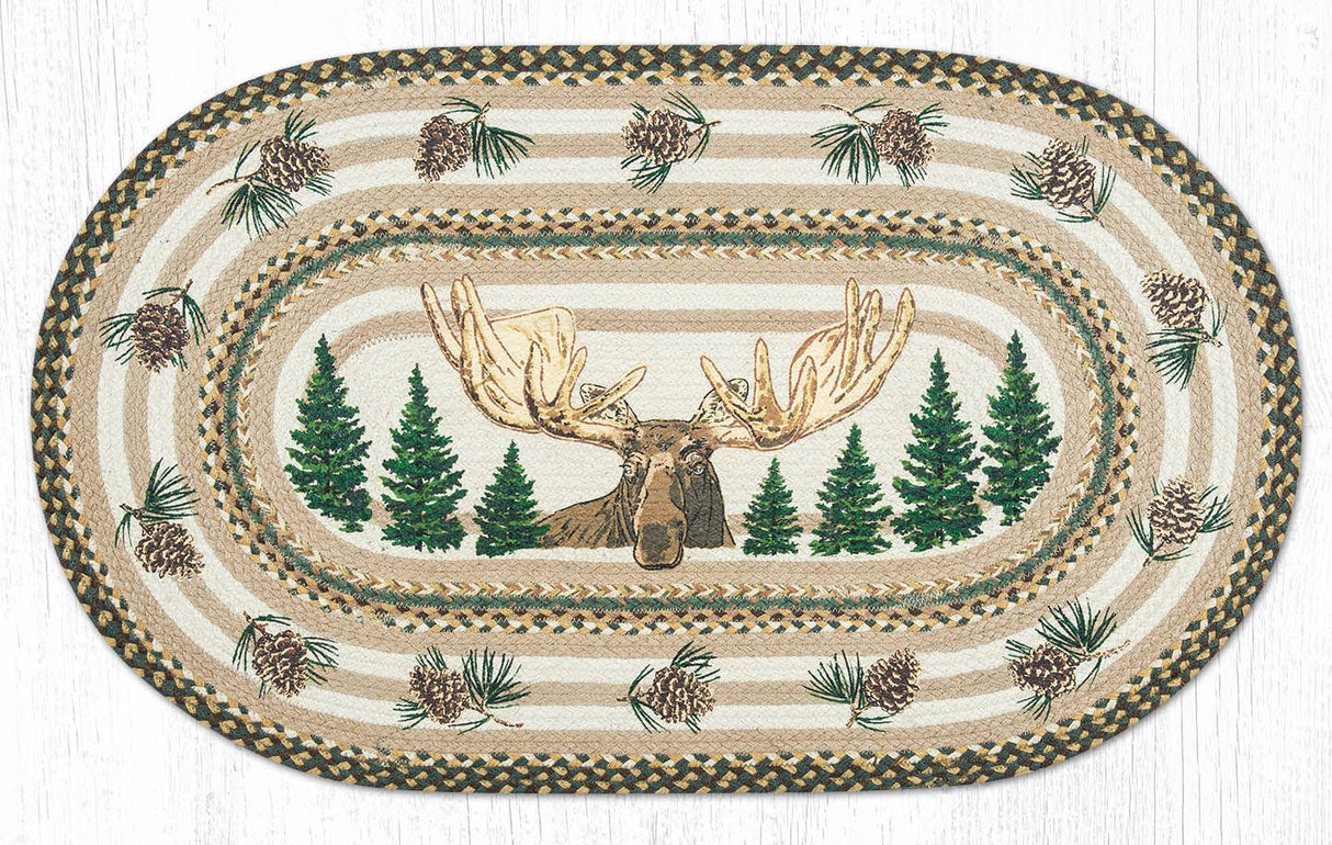 Bull Moose Forest Oval Rug