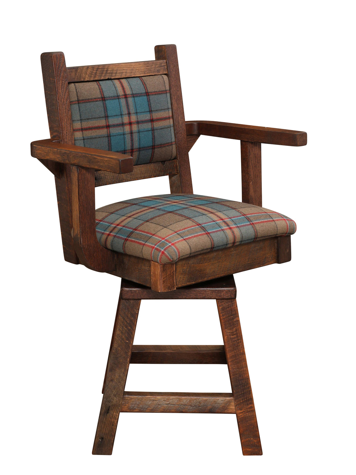 Barnwood Colonial Swivel Counter Stool With Arms