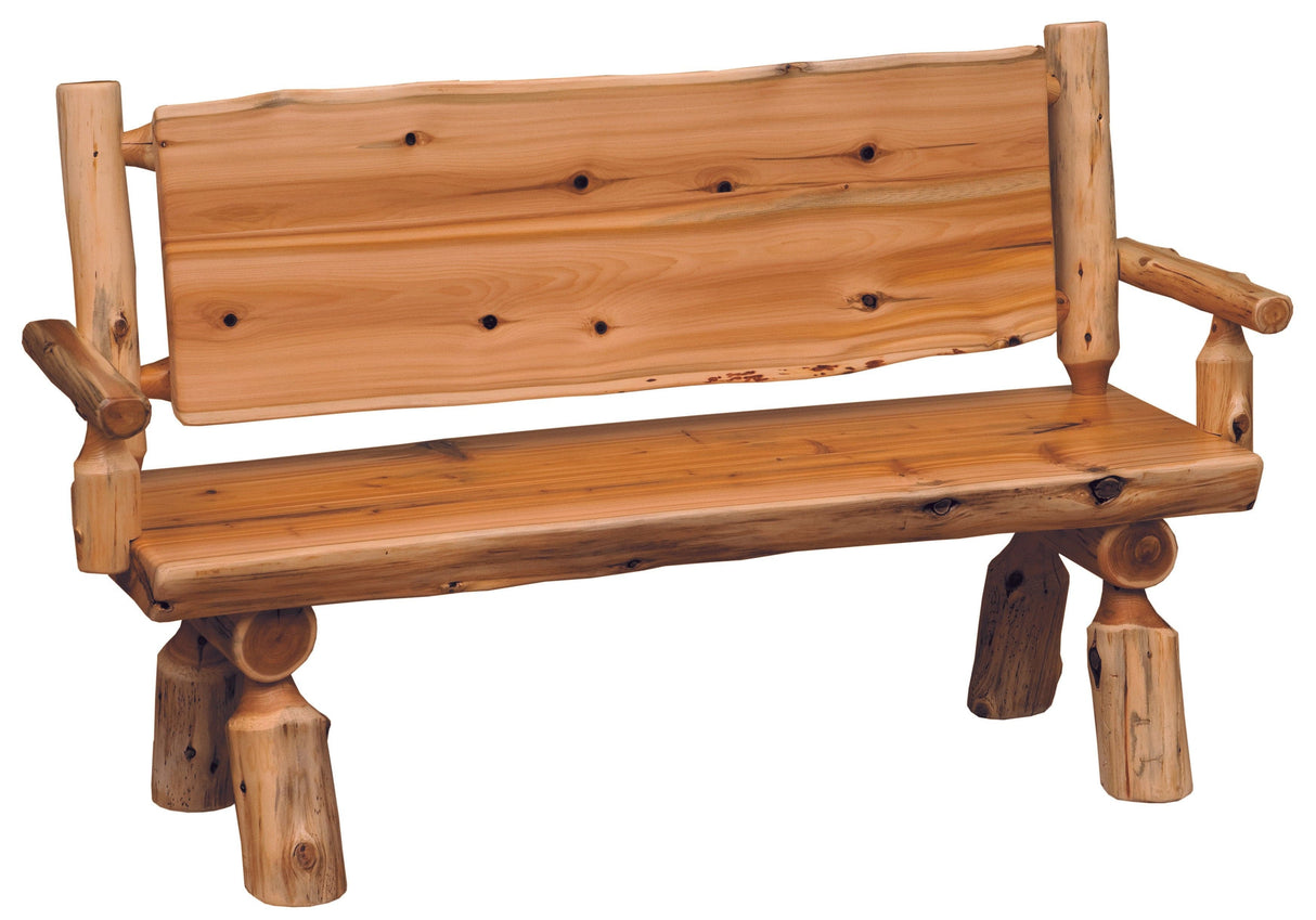 Cedar Log Bench With Arms