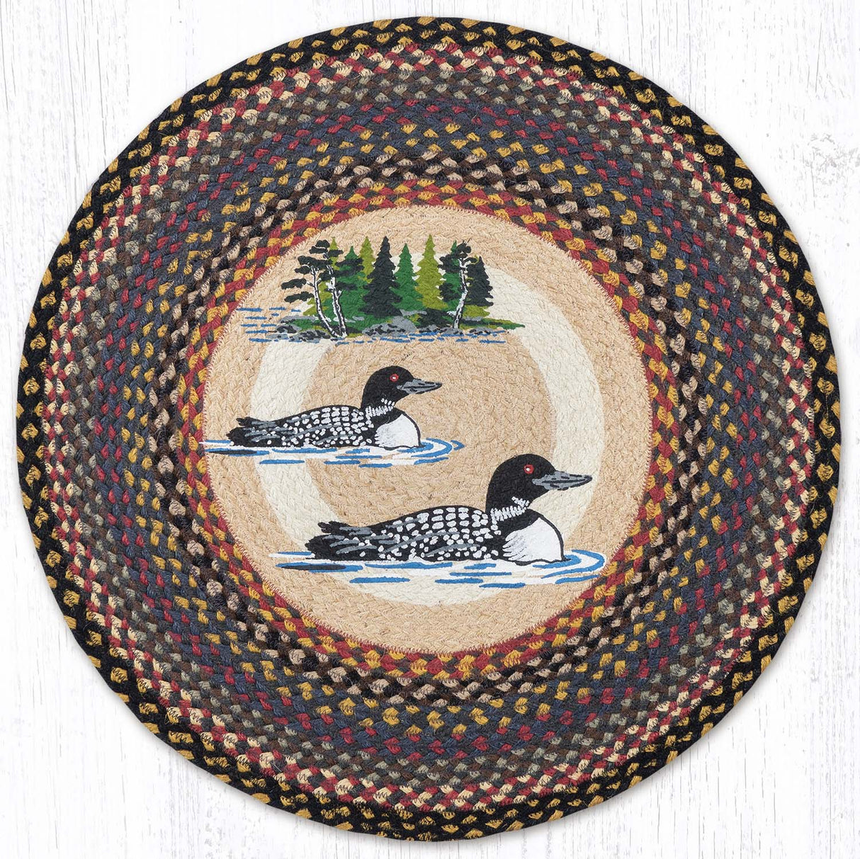 Lake Scene Loon Round Patch Rug