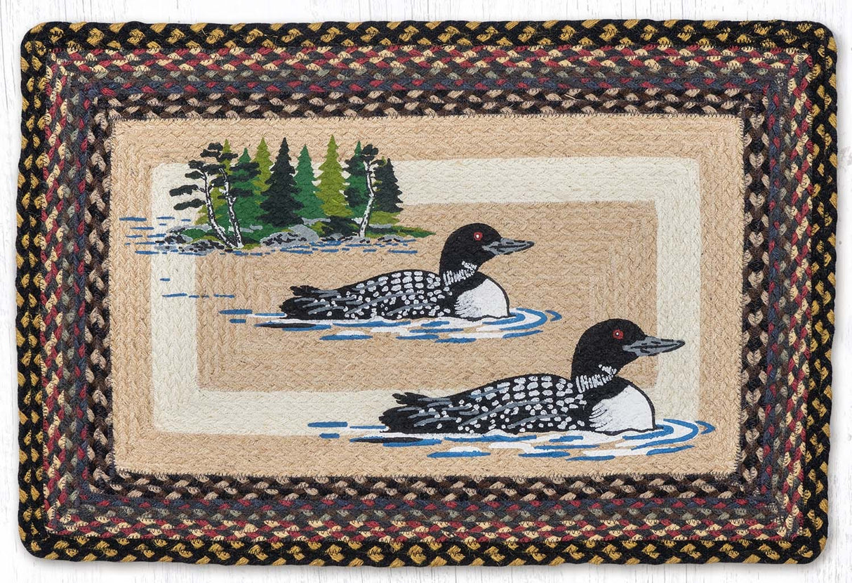 Lake Scene Loon Oblong Patch Rug