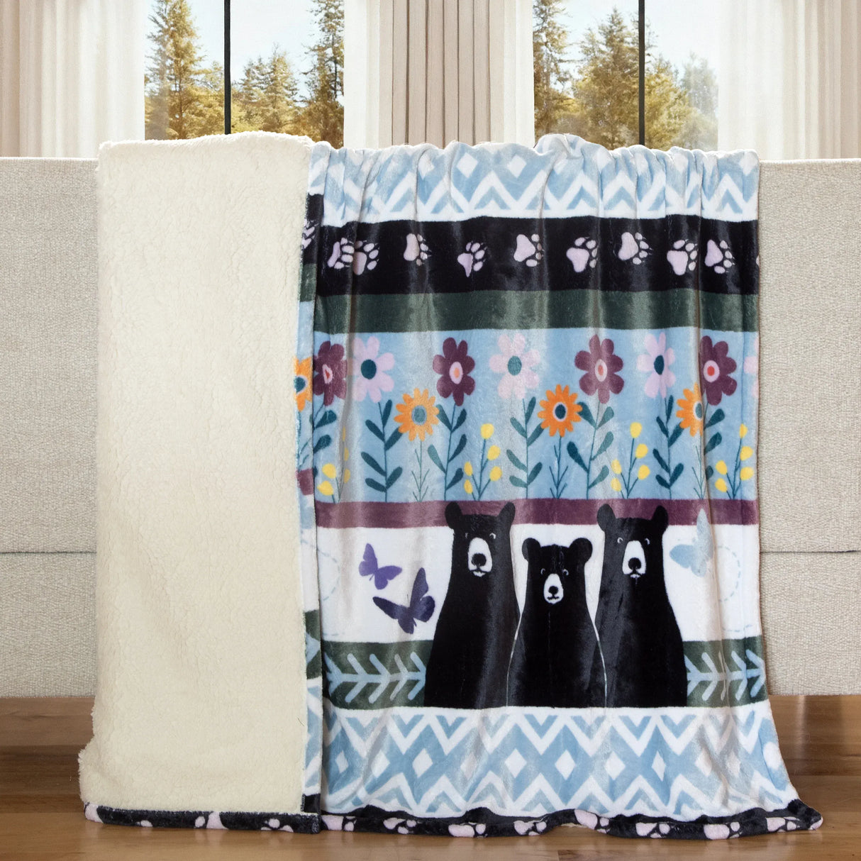 Garden Bears Plush Throw