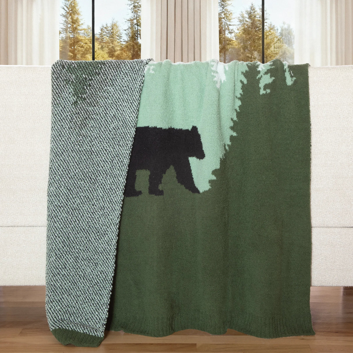 Green Mountains Bear Stretchy Throw