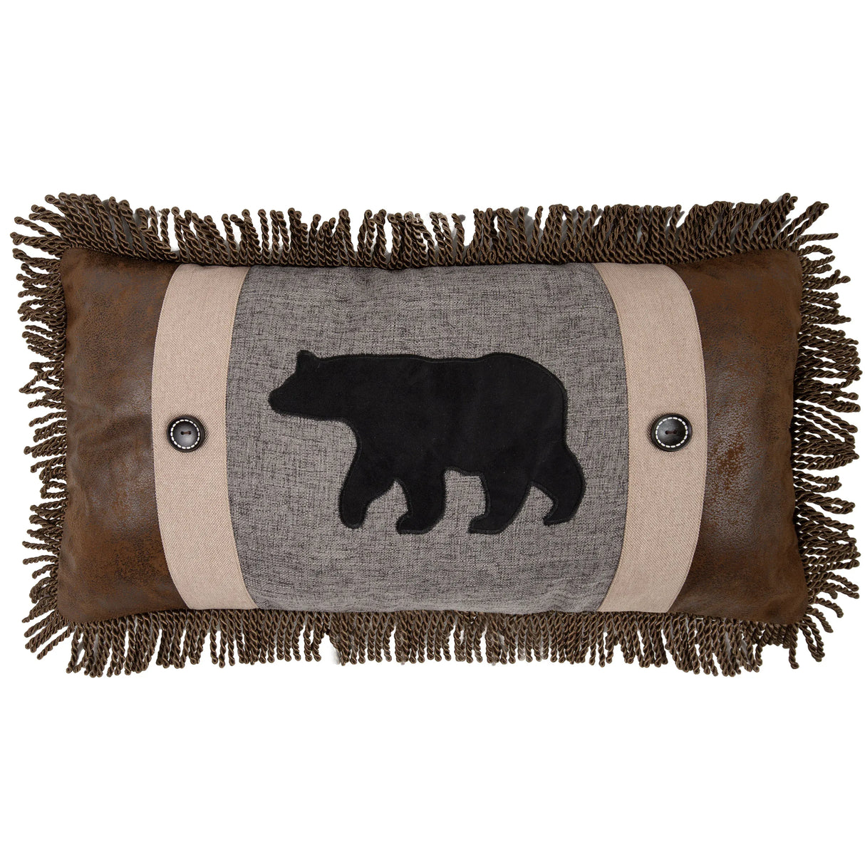 Grey Bear Fringe Pillow