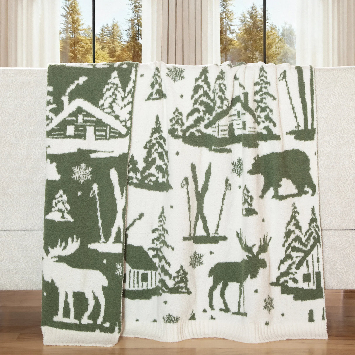 Winter Greens Stretchy Throw
