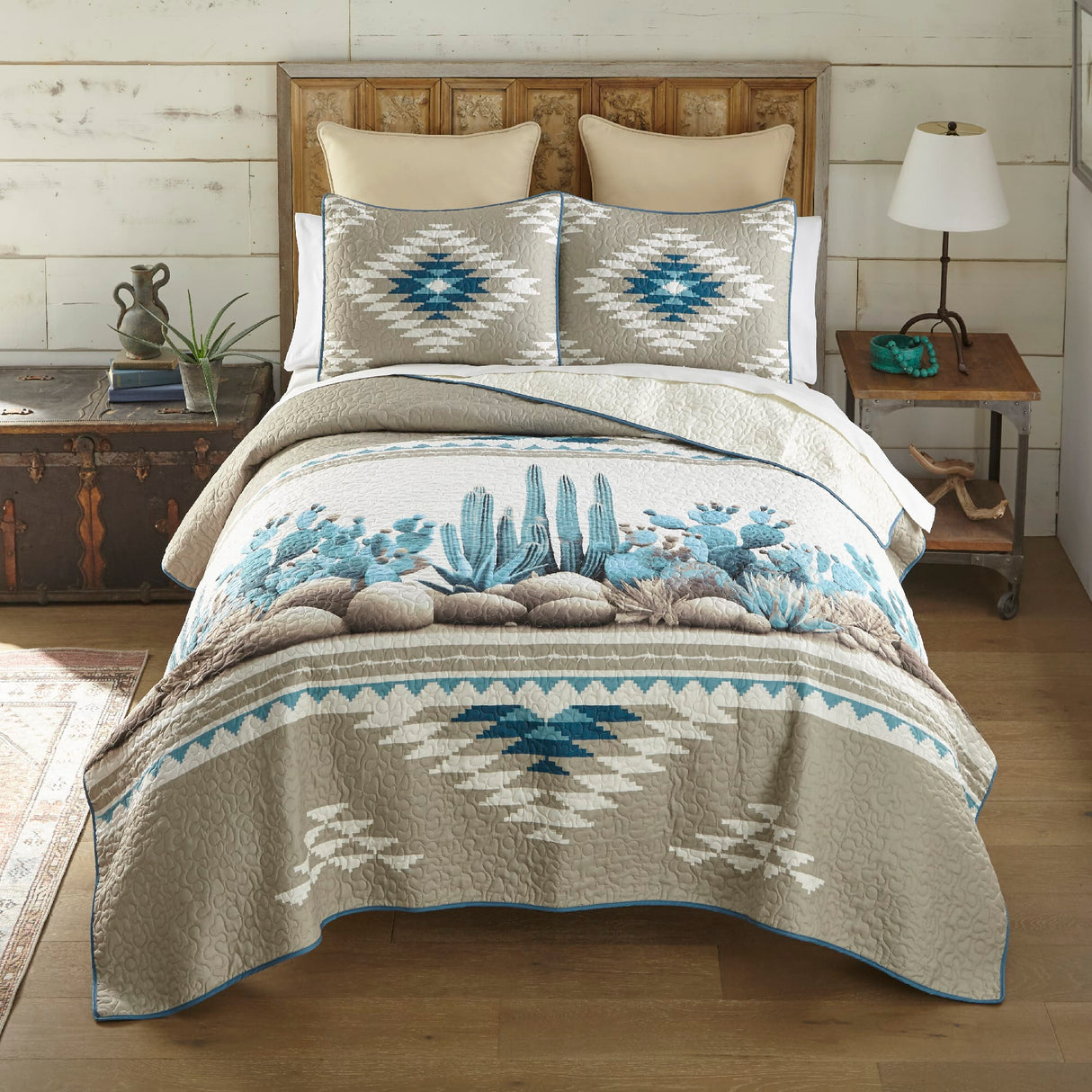 Cacti Blues Quilt Set