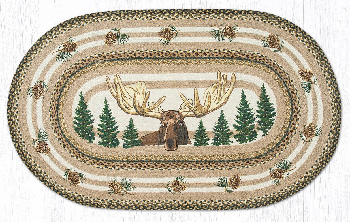 Bull Moose Forest Oval Rug