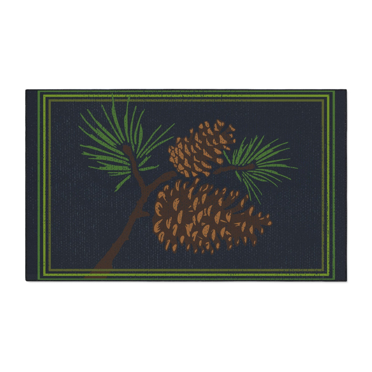 Navy Green Pine Non-Slip Rug