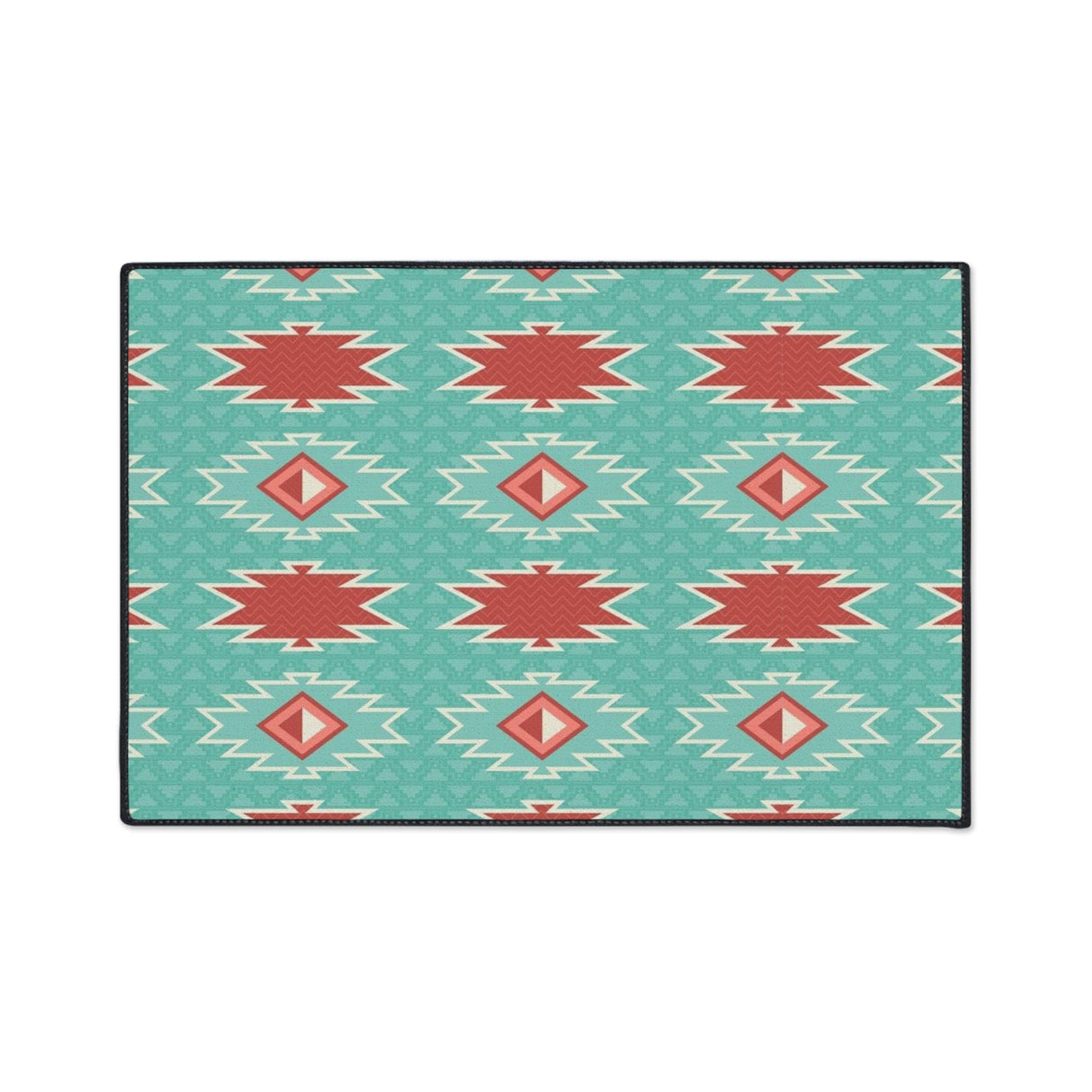 Red Blue Aztec Non-Slip Rug