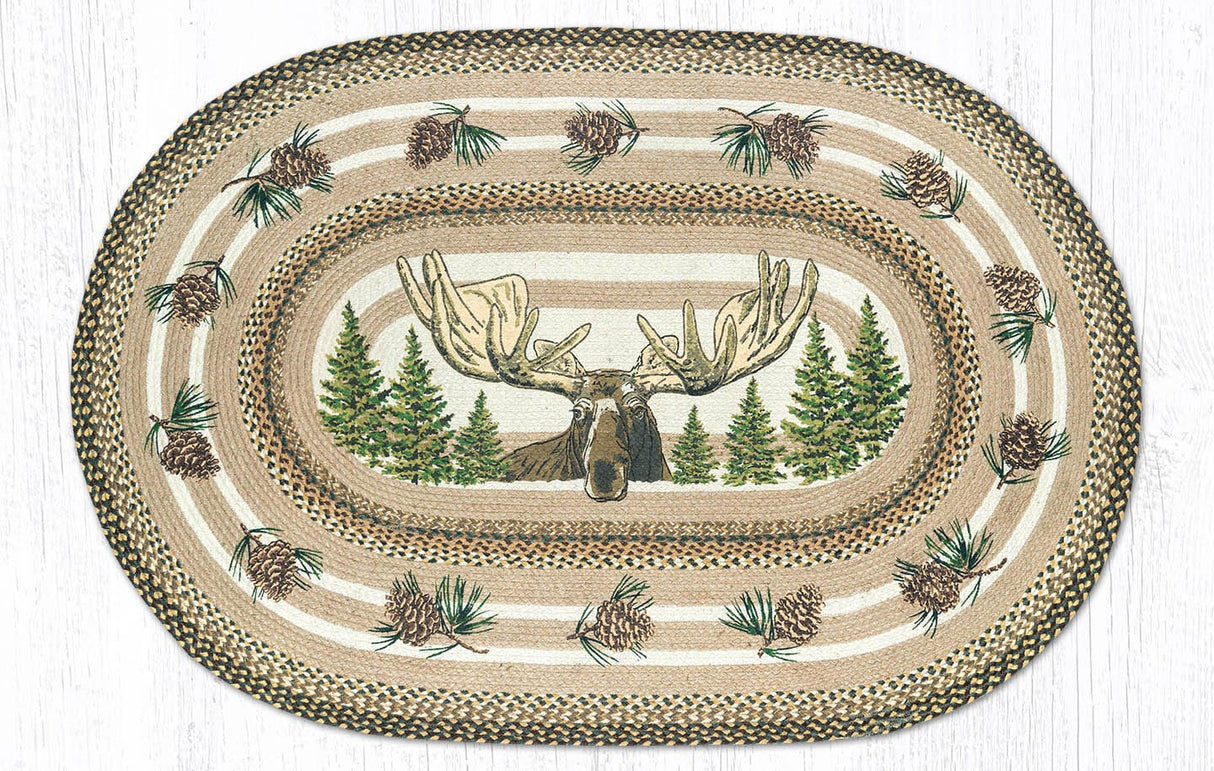 Bull Moose Forest Oval Rug